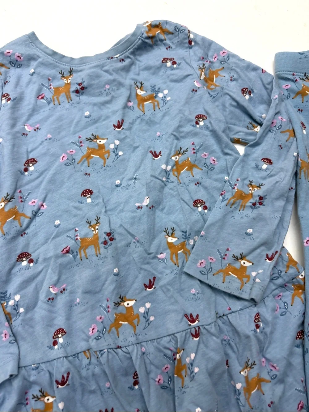 Lindex Girls' Blue Deer Print Outfit Winter Set Long Sleeve Top & Leggings